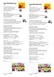 English Worksheet: Dont Stop Believing - Glee