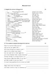 English Worksheet: Placement Test for elementary pupils