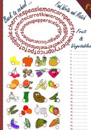 English Worksheet: Back to school:fruit & vegetables