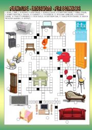 English Worksheet: FURNITURE - CROSSWORD FOR BEGINNERS - + KEY