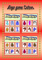 English Worksheet: Bingo game: Clothes