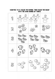 English Worksheet: Counting from 1 to 5