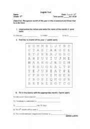 English Worksheet: month of the year
