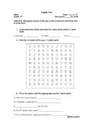 English Worksheet: month of the year