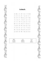 English Worksheet: Animals Wordsearch