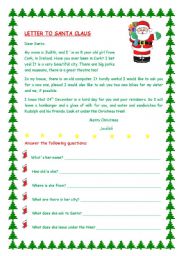 English Worksheet: Letter to Santa Claus