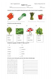 English Worksheet: Vegetables test