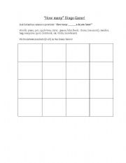 English Worksheet: how many bingo game