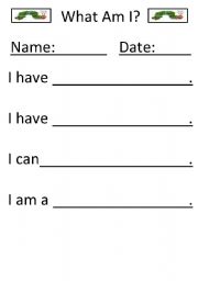 English worksheet: The Very Hungry Caterpillar What Am I?