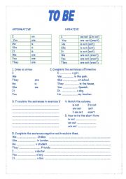 English Worksheet: verb to be in the negative and interrogative