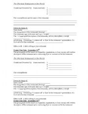 English worksheet: The Weirdest Restaurant In the World:  Group project planning