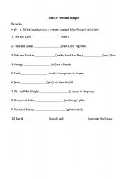 English Worksheet: Present simple