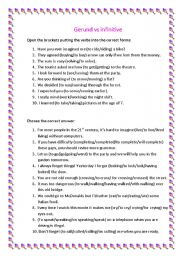 English Worksheet: gerund/infinitive 2