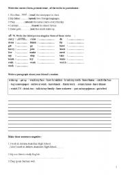 English Worksheet: Present Simple Positive- Negative and Questions