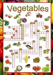 English Worksheet: Vegetables crossword