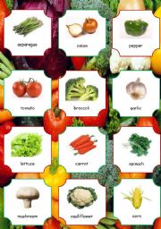 English Worksheet: 22 Vegetables pictionary
