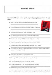 English Worksheet: REPORTED SPEECH