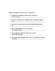 English worksheet: passive voice exercise