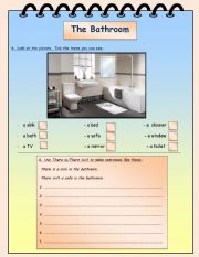 English worksheet: the bathroom