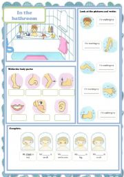 English Worksheet: In the bathroom