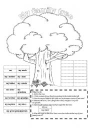 English Worksheet: My Family Tree