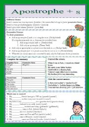 English Worksheet: Apostrophe + s (especially genitive s)