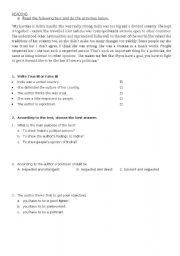 English Worksheet: HEROES - READ AND WORK