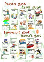 English Worksheet: have-haven�t-has-hasn�t
