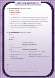 English Worksheet: CONFUSING WORDS