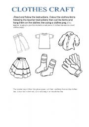 English Worksheet: clothes craft