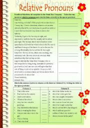 Relative Pronouns in context (complaint letter and matching)