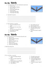 English Worksheet: For the birds