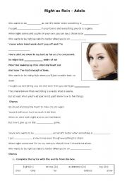 English Worksheet: Adele - Right As Rain