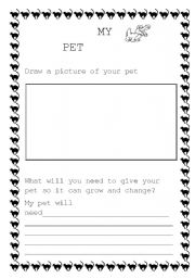 English worksheet: My Pet