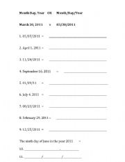 English worksheet: How to write the date. (Adults)