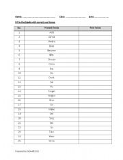 English worksheet: Past Tense Verb