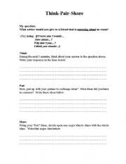 English Worksheet: Think pair share