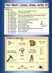 English Worksheet: Pair Work: Listen, draw, write (9)