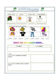 English worksheet: SEASONS AND CLOTHES