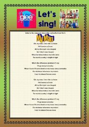 English Worksheet: > Glee Series: Season 2! > Songs For Class! S02E21 *.* Two Songs *.* Fully Editable With Key! *.* Part 2/2