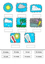 English Worksheet: Weather - cutting and glueing