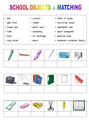 English Worksheet: SCHOOL OBJECTS