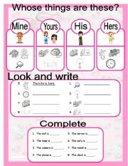 English Worksheet: possessive pronouns