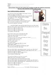 English Worksheet: simple past songs