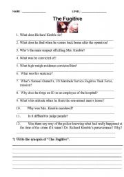 English Worksheet: THE FUGITIVE