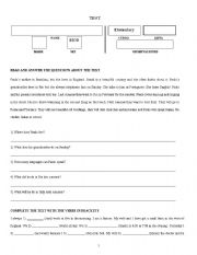 English Worksheet: ELEMENTARY TEST