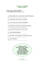 English worksheet: Sickness and advices - Had Better