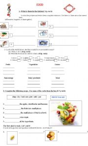 English Worksheet: COMPLETE WORKSHEET  ABOUT FOOD AND COOKING