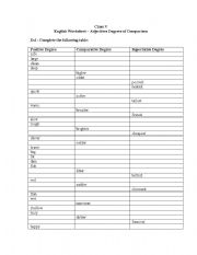 English Worksheet: Adjectives - Degree of Comparison