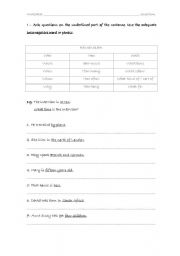 English Worksheet: WH-Questions